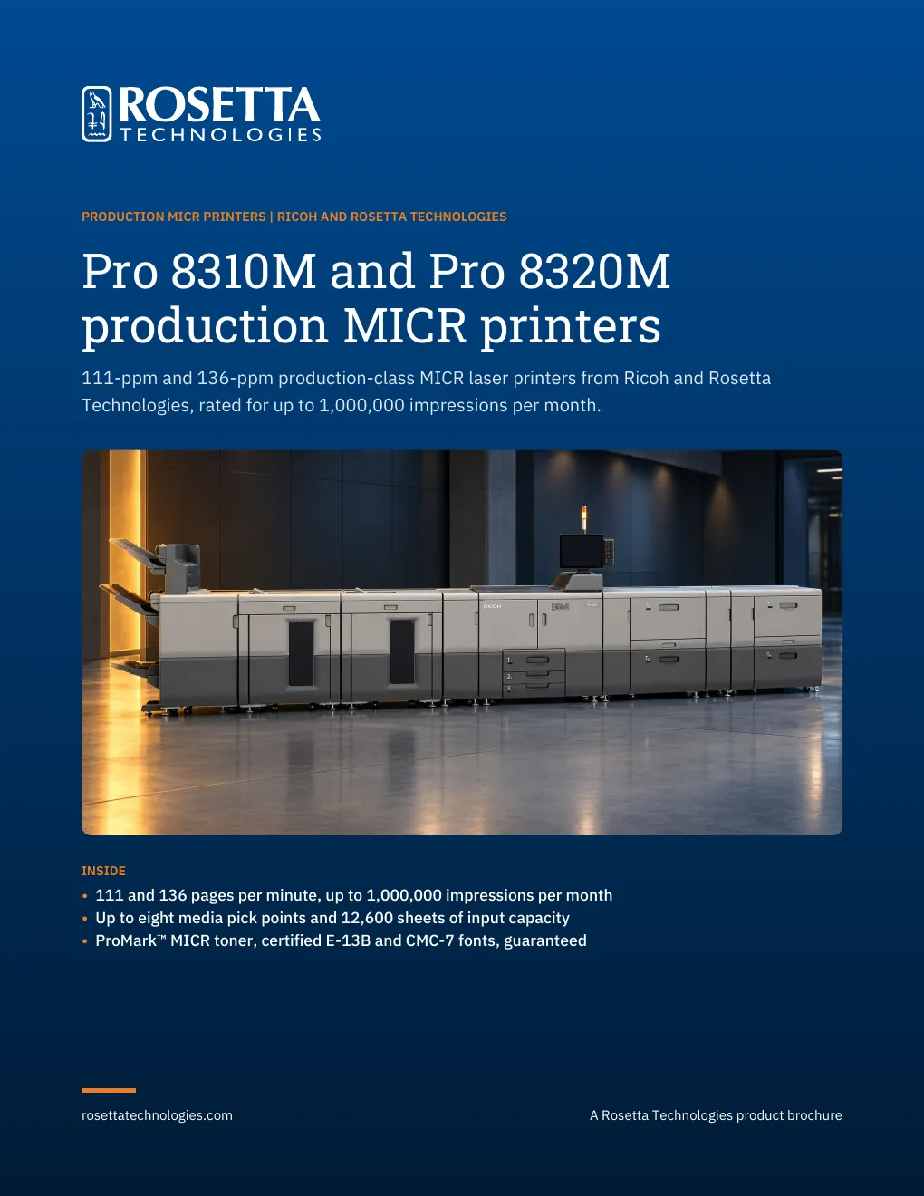 Cover of the Pro 8310M / 8320M MICR Printer brochure