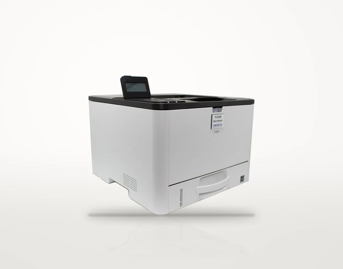 Rosetta Technologies P 311M desktop MICR printer, front three-quarter view