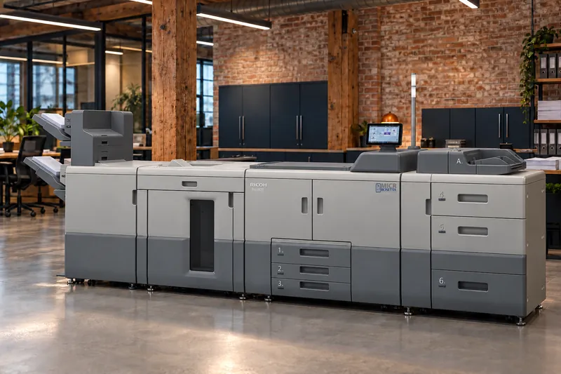 A Pro 8420M production MICR system in a payroll department in a converted brick and timber building
